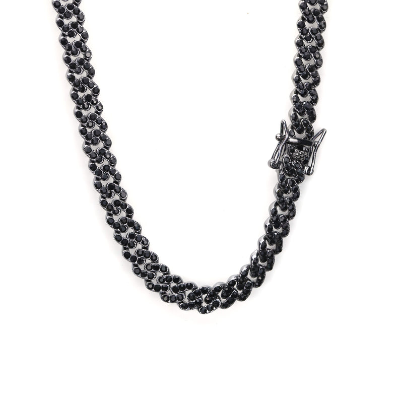 Jet Black 9mm Cuban Necklace - xquisitjewellery