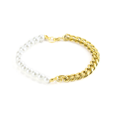 Rounded Pearl Half Cuban Bracelet - xquisitjewellery